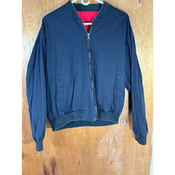 Vintage Marlboro Reversible Jacket Bomber 1990's Large Logo Red Black Zip - Picture 3 of 9